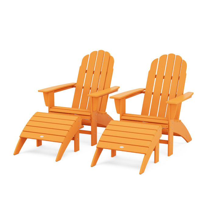 Vineyard Curveback Adirondack Chair 4-Piece Set with Ottomans