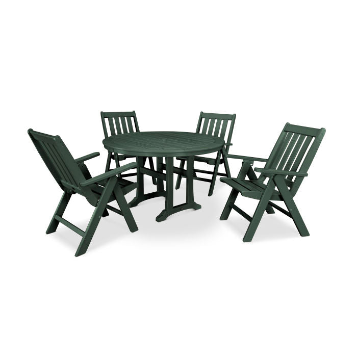 Vineyard 5-Piece Nautical Trestle Folding Dining Set