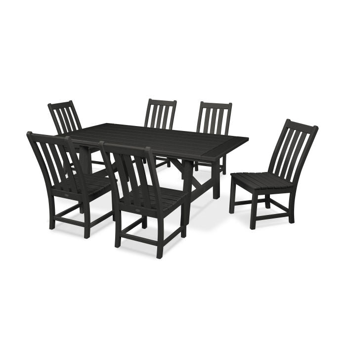 Vineyard 7-Piece Rustic Farmhouse Side Chair Dining Set