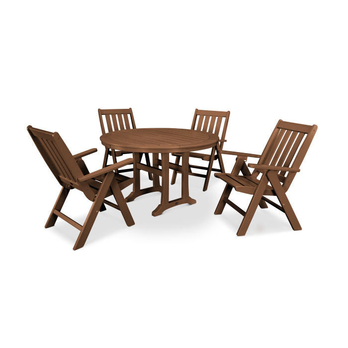 Vineyard 5-Piece Nautical Trestle Folding Dining Set