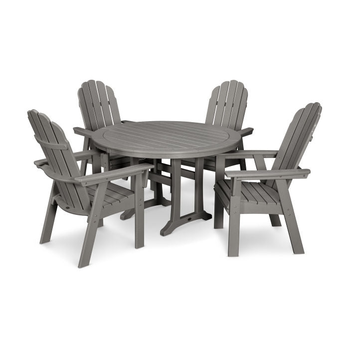 Vineyard Curveback Adirondack 5-Piece Nautical Trestle Dining Set