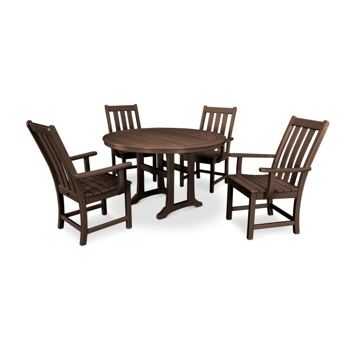 Vineyard 5-Piece Round Dining Set with Trestle Legs