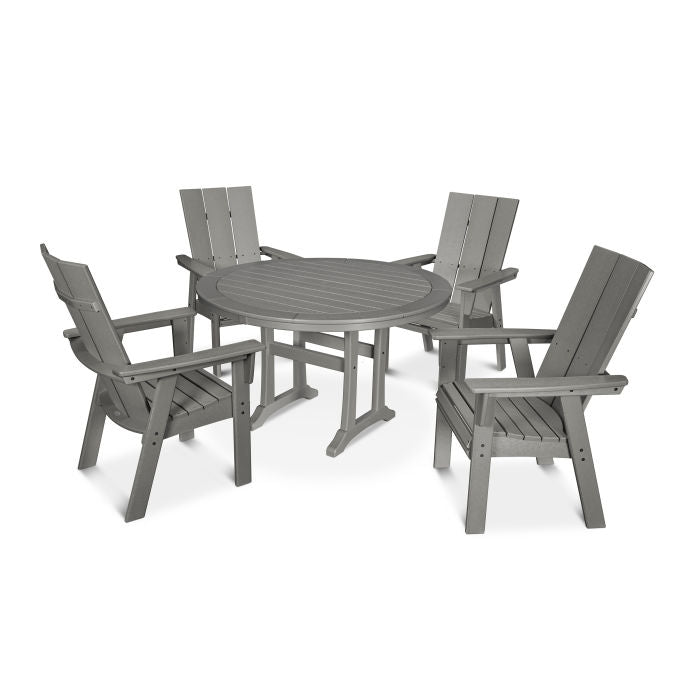 Modern Curveback Adirondack 5-Piece Nautical Trestle Dining Set