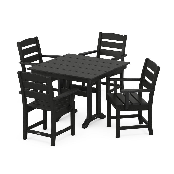 Lakeside 5-Piece Farmhouse Trestle Arm Chair Dining Set