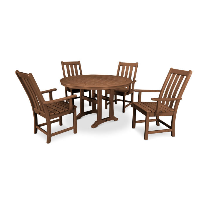 Vineyard 5-Piece Round Dining Set with Trestle Legs