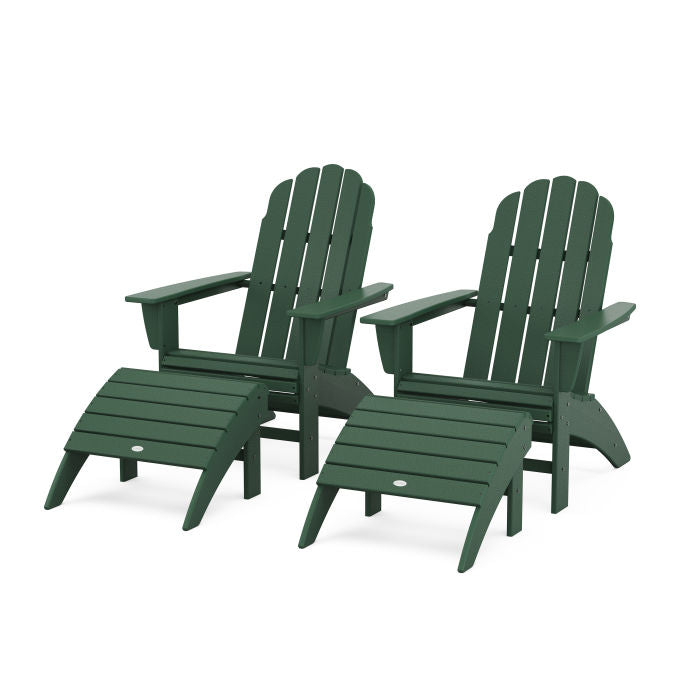 Vineyard Curveback Adirondack Chair 4-Piece Set with Ottomans