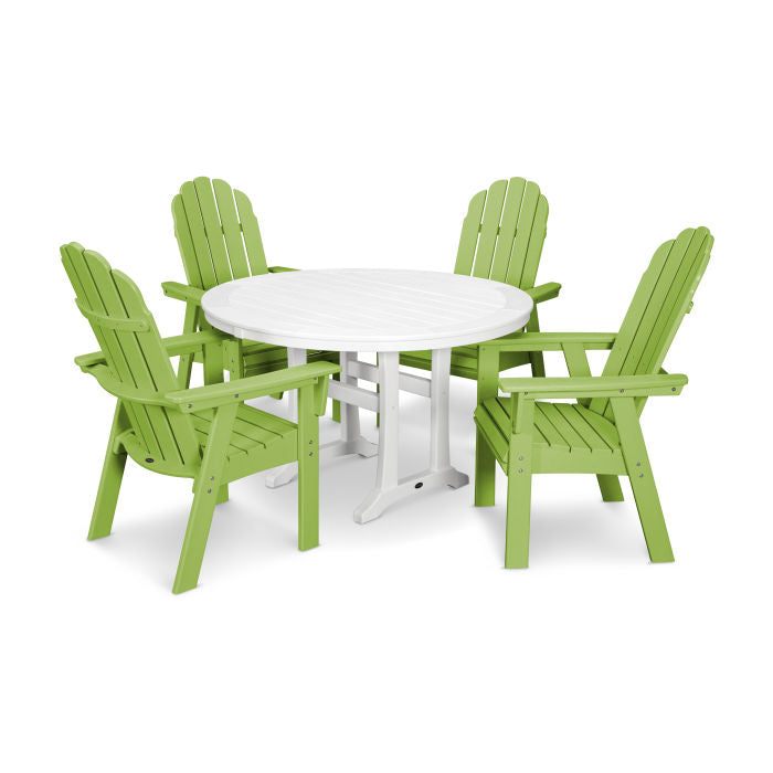 Vineyard Curveback Adirondack 5-Piece Nautical Trestle Dining Set